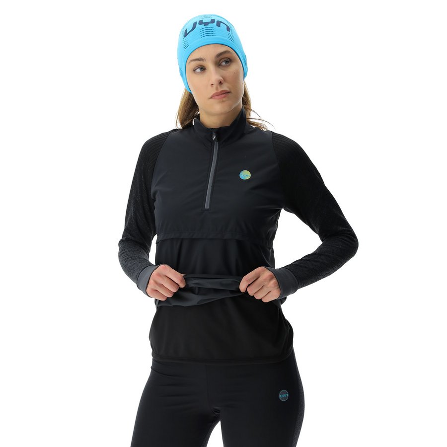 Кофта WOMAN RUNNING EXCELERATION WIND SHIRT LONG SL. ZIP UP Black/Cloud