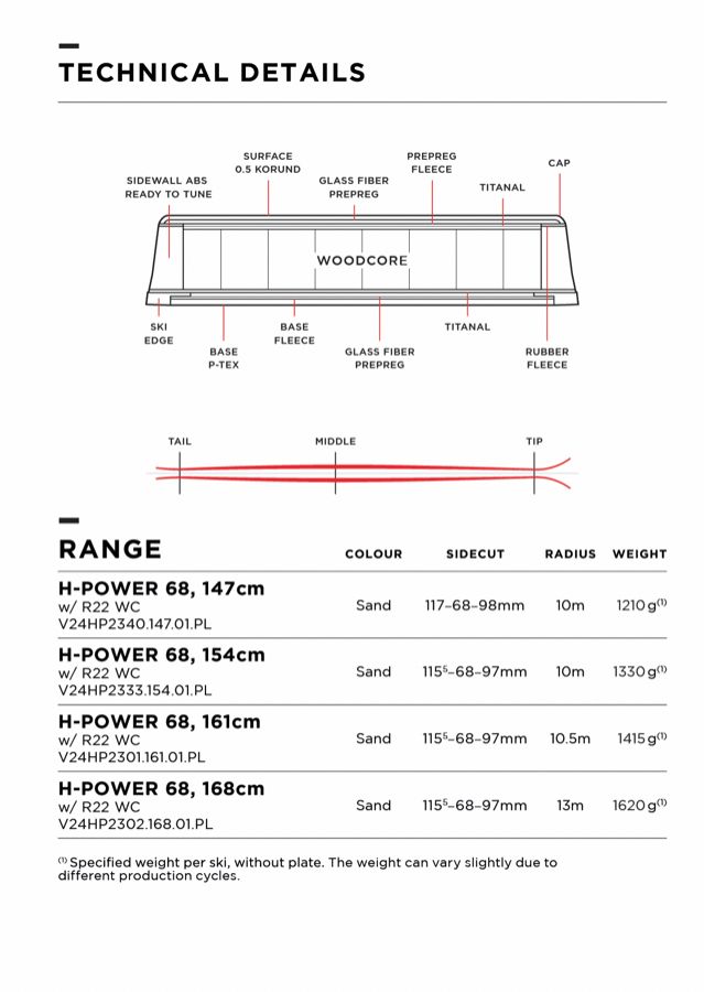 Горные лыжи Van Deer 25/26 H-POWER68 161cm R11 sand [R22 WC]