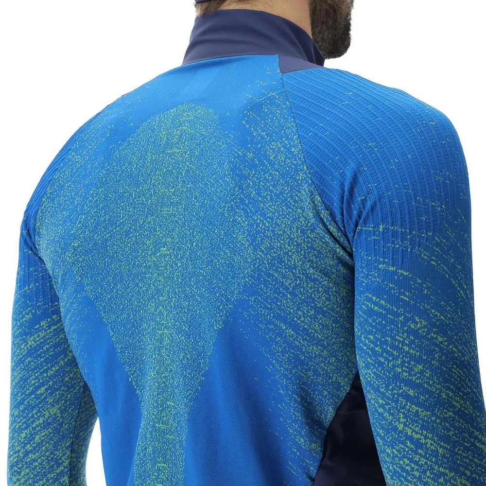 Кофта MAN RUNNING EXCELERATION WINDPROOF SHIRT LONG SL.ZIP UP. Lapis/Lime
