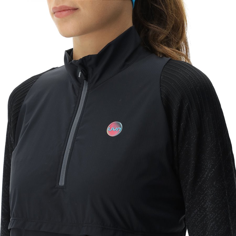 Кофта WOMAN RUNNING EXCELERATION WIND SHIRT LONG SL. ZIP UP Black/Cloud