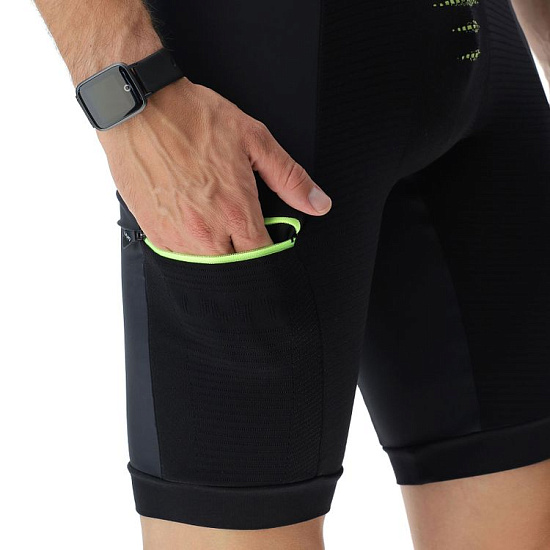 Велошорты мужские STRIDES RUNNING OW PANTS SHORT Black/Yellow Fluo 