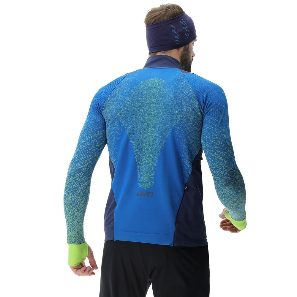 Кофта MAN RUNNING EXCELERATION WINDPROOF SHIRT LONG SL.ZIP UP. Lapis/Lime