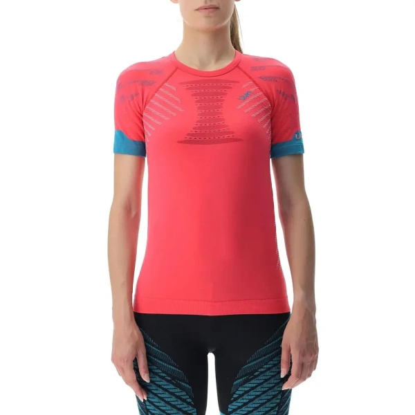 Футболка женская RUNNING ULTRA1 OW SHIRT SHORT SL_ Rose Red/Lillac/Peacock 