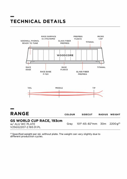 Горные лыжи Van Deer для гиганта 25/26 Van Deer GS WORLD CUP RACING 193cm R30 grey [ALU WORLD CUP PLATE]