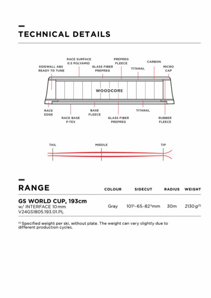 Горные лыжи Van Deer для гиганта 25/26 Van Deer GS WORLD CUP 193cm R30 grey [INF10]
